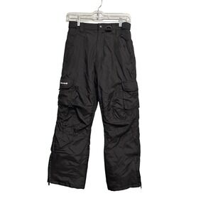 Ski Gear Youth Medium Black Snow Pants Insulated Cargo Winter Skiing Boys